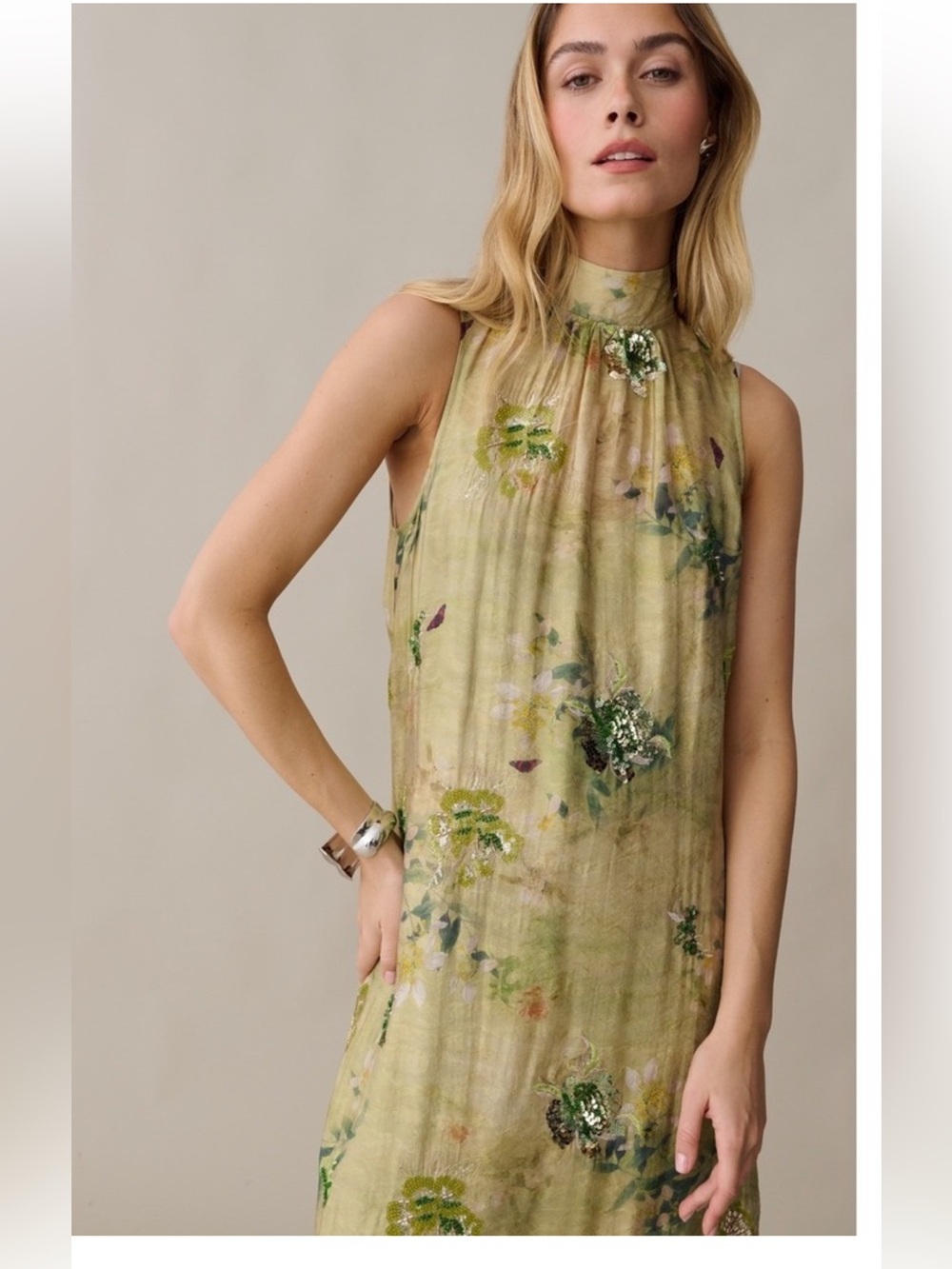 O.P.T. Naia Green Maxi Dress NWT Size Small Viscose Few Moda - Picture 6 of 8
